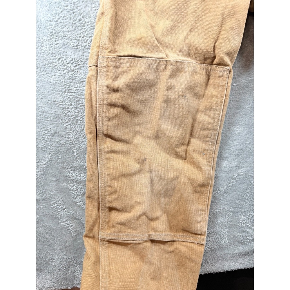 Carhartt R01 Bib Overalls Mens 32x30 Brown Duck Double Knee Workwear - Picture 2 of 12